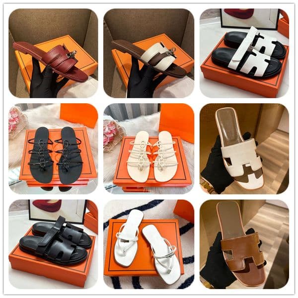 Designer Sandals Women luxury Slippers outdoor beach slides Summer Classic Flat heel flats Black white brown Slides slippers Flip Flops with boxes