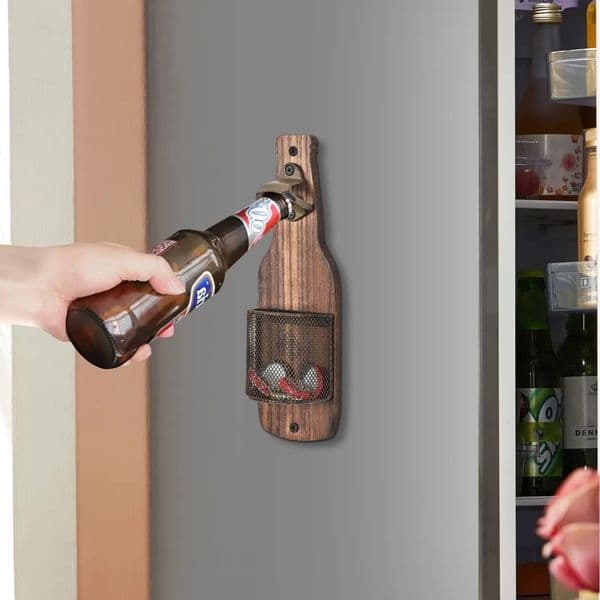 Wall-mounted bottle opener Creative beer screwdriver Kitchen bar decoration Wall-mounted bottle opener Bottle cap storage basket 260427