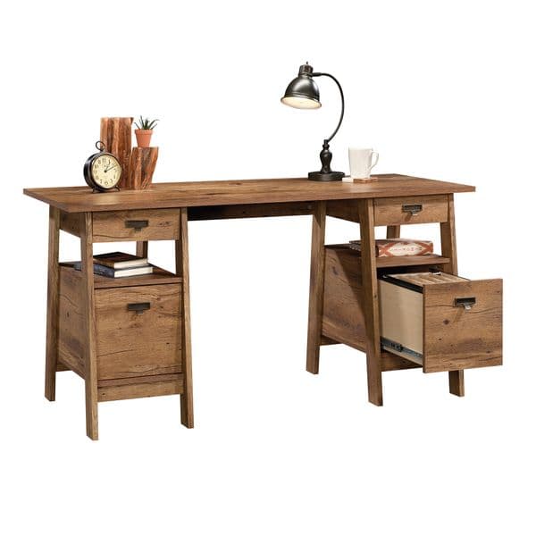 Rustic Farmhouse Wood Computer Desk Large Home Office Writing Workstation With 4 Drawers File Cabinet Storage Cabinet Laptop Study Table For Bedroom Work