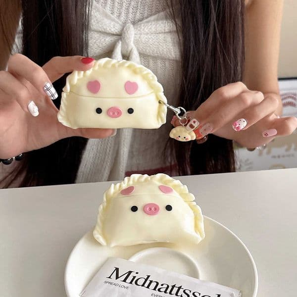 Cute piggy Dumpling Earphone Case for AirPods 4 1 2 3 Pro 2 3D Cartoon Wireless Bluetooth Headset Protective Cover LL260428