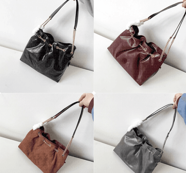 2026 Kou's Evelyn garbage bag, diamond grid chain bucket, one shoulder crossbody bag, versatile commuting, large capacity underarm women's bag