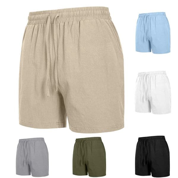 Mens Cotton Solid Color Beach Short Summer Lightweight Pants Outdoor Male Large Breathable Sport Shorts Fitness Streetwear 260427
