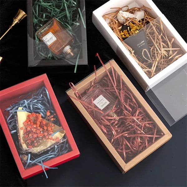 10Pcs Kraft Gift Box With Clear PVC Window Cookie Cake Candy Party Wedding Packaging Cardboard Delicate Drawer Display Gift Box 260428