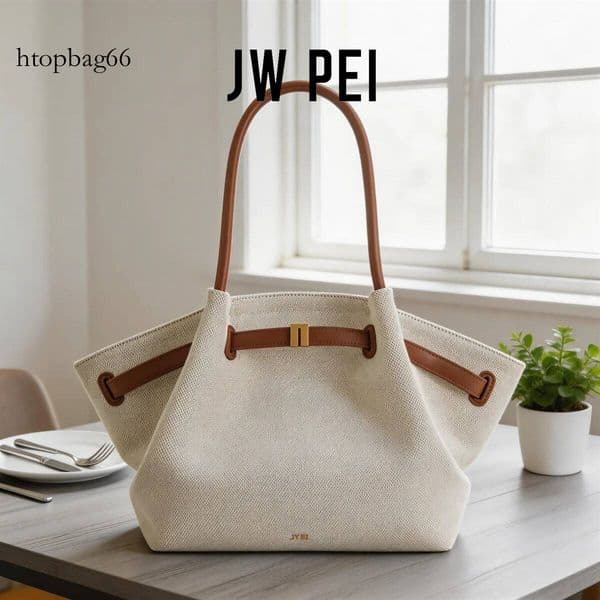 JW PEI Women's Designer Dumpling Bag Canvas Brown Crossbody Shoulder Bag, Vegan Leather Tote Handbag High Quality Stylish Daily
