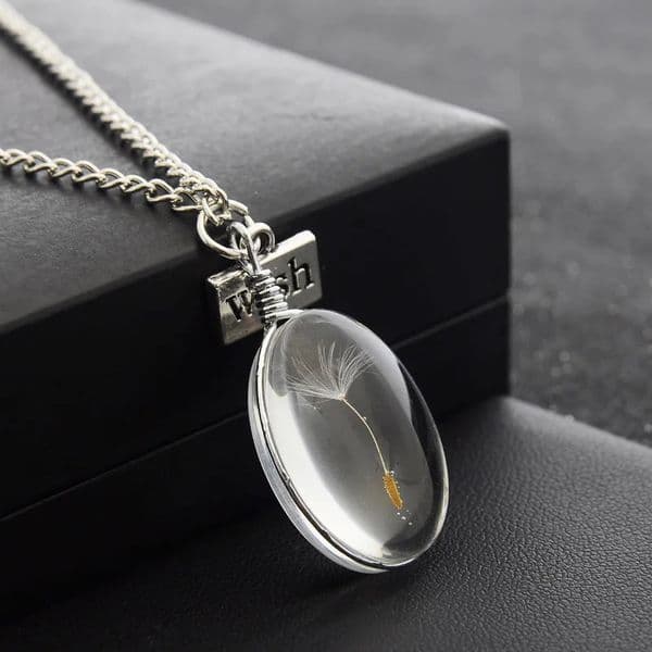 DIY Handmade Natural Dandelion Seeds and Pendant Doublesided Time Dried Flower Necklace Women Long Sweater Chain 260428