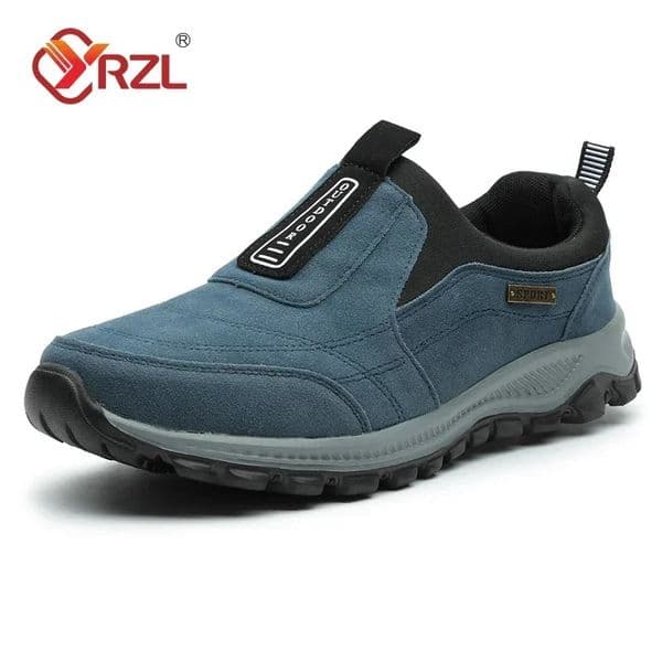 YRZL Outdoor Hiking Shoes Men Sneakers Slip on Casual Men Shoes Breathable Suede Leather Shoe Anti-skid Walking Shoes Footwear 260427