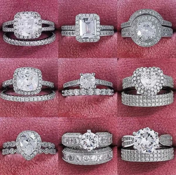 Band Rings 2023 New Luxury 925 Sterling Silver Luxury Big Wedding Rings Set for Bridal Women Engagement Finger Party Gift Designer Jewelry J230517s