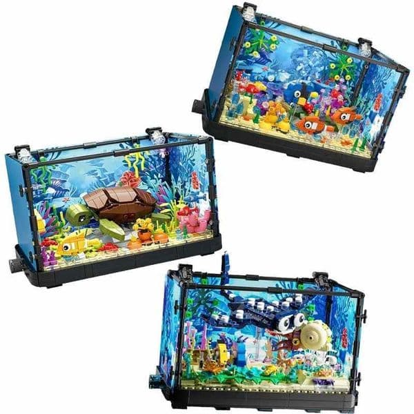 Fish Tank Building Block Set with LightAquariumMarine Turtle Building Block Toy for s 14 Gift Home Decoration L260428