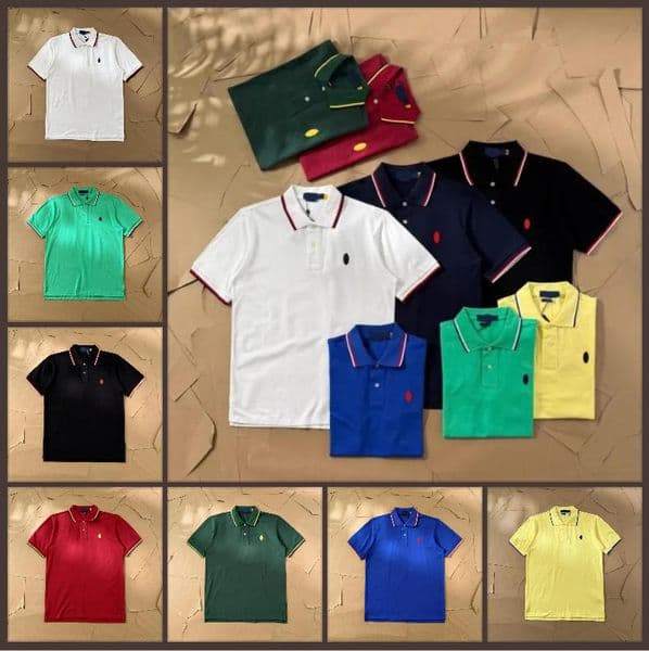 Designer Polo Shirt Summer Short Sleeve Men's Classic luxury Brand Polos Casual Business Tee with Contrast Trim