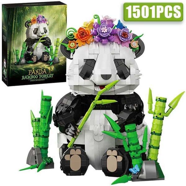Creative Forest Animals Giant Panda Building Blocks Wild Animal Cute Bamboo Panda Home Decoration MOC Bricks Toys Children Gift L260428