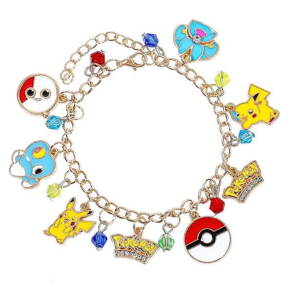 Pokemon Pikachu Charm Bracelet for Kids Crystal Beaded Halloween Jewelry New Kids' Fashion Accessory