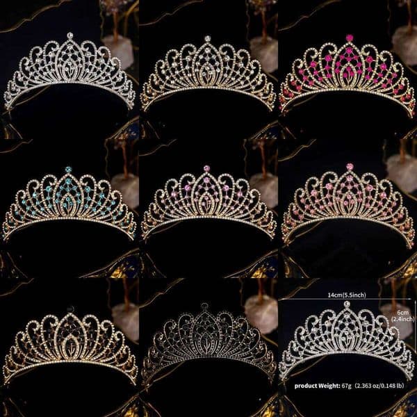 Bridal Vintage Luxury Full Diamonds Queen's Crown Children's Performance Color Rhinestone Tiara Bride Wedding Jewelry Accessorie
