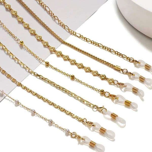 New Gold Color Hang Masks Chain Women Men Paper Clip Glasses Chains Stainless Steel Holder Sunglasses Strap Eyewear Neck Cord