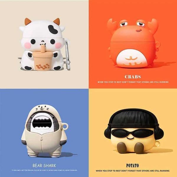 3D Earphone Case for AirPods 4 2024 Cartoon Cute Crab Boba Cow Headphone Cover for AirPods Pro 3 2 Case Shark Case for AirPods 3 LL260428
