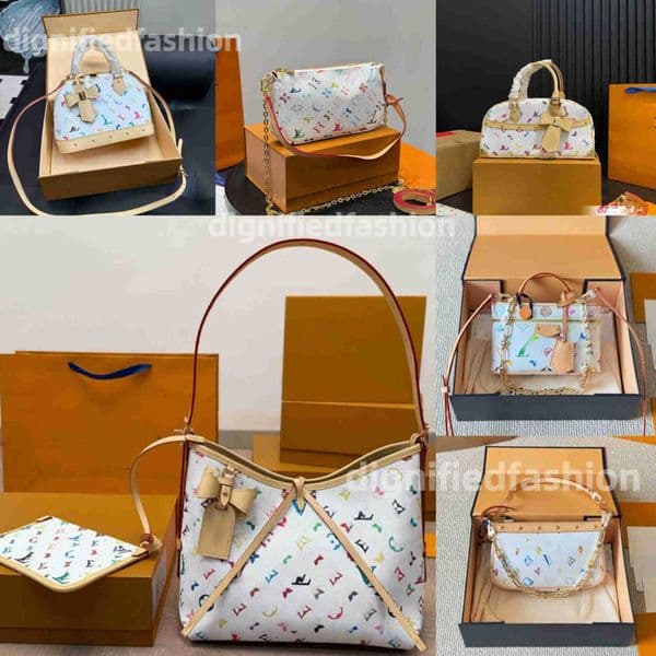 Shoulder Bags Designer shoulder bags leather takashi murakami handbag baguette canvas women colorful bag fashion composite lady beach clutch tote woman wallets 01