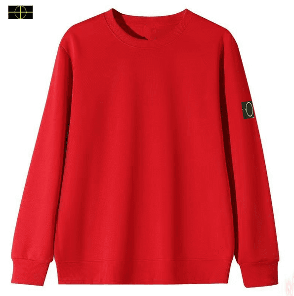 Large size clothing stones new solid color round neck hoodie, unisex islands spring and autumn season men's pure cotton loose fashion couple base shirt 4-28