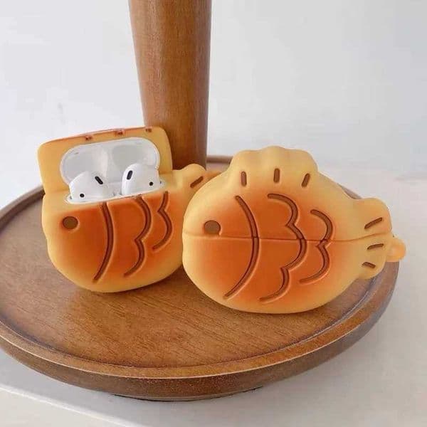 Nice Emulational Taiyaki 3D Cartoon Silicone Soft Headphone Case for Airpods pro pro2 1 2 3 4 Bag With Hook Buckle LL260428