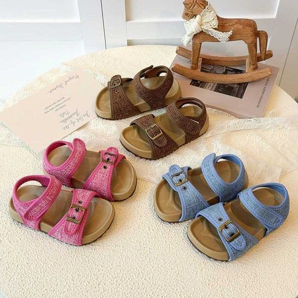 Summer Canvas Sandals for Children Fashion Boys Girls Beach Shoes Anti-slippery Soft Toddler Shoes Cloth Fabric Footwear I11105T260428