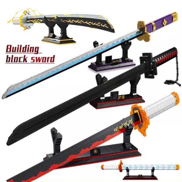 New Building Block Knife Demon Slayer Nichirin Blade Puzzle Boy Assembly Building Block Childrens Toy L260428 L260428