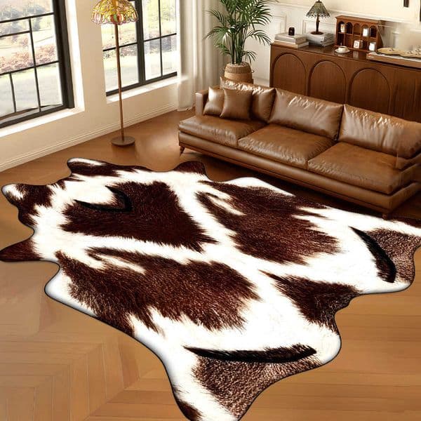 Simulated Animal Fur Carpet For Living Room Faux Cashmere Mat Printed Side Mat For Coffee Table T260428