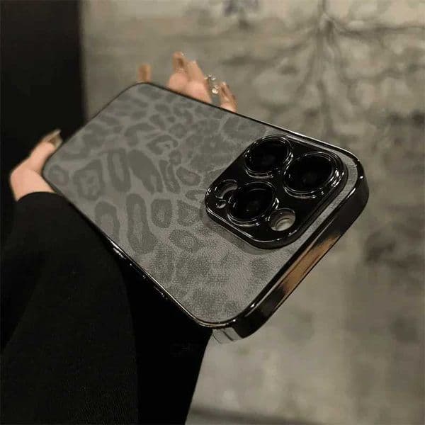 Luxury Plating Leopard Texture Leather Case For iPhone 16 15 14 Plus 13 12 11 Pro Max Lens Protection Shockproof Soft Cover Capa Q260428