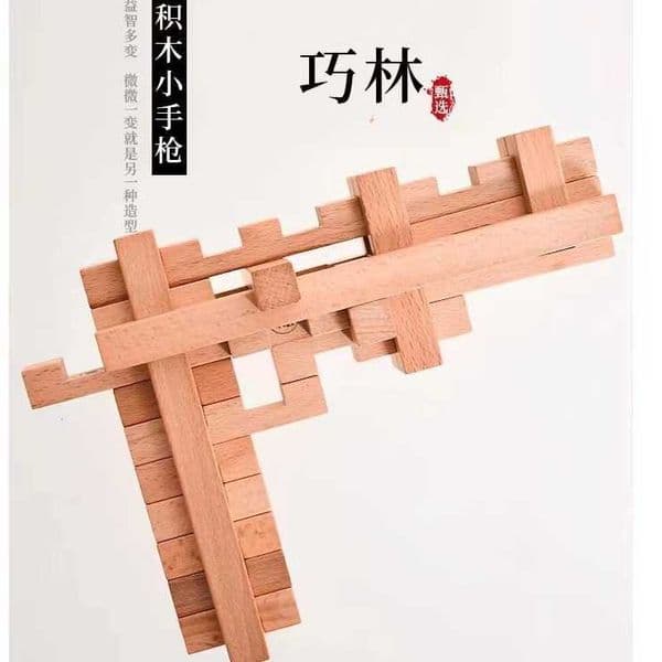 Qiaolin Beech Wood Chinese Style Ancient Architecture Mortise and Tenon Building Blocks Assembly Educational Toys for Children Solid Wood Mortise and Tenon Blocks