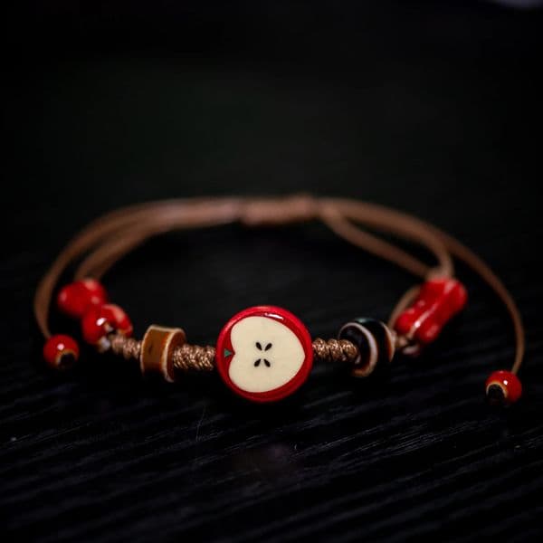 Handmade Ceramic Bracelet Adjustable Woven Cord Cute Cartoon Style Jewelry for Gifts 260428