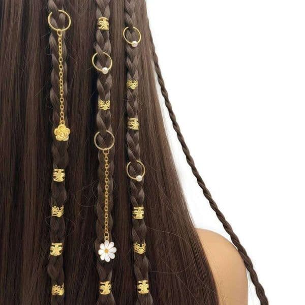 45pcs Daisy flower pendant dreadlock hair ring pendant, beautiful and fashionable, suitable for ladies' daily life