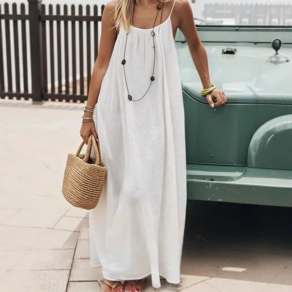 2026 LooseFit Spaghetti Strap Dress Womens Casual Homewear Summer SolidColor Vacation Cool 260427