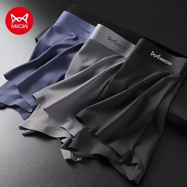 MiiOW Men Boxer Briefs Summer Ultra-thin Ice Silk Mens Underwear 3A Graphene Antibacterial Man Boxershort Seamless Male Panties 260424