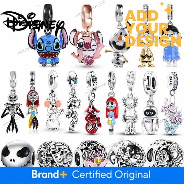 Designer Disney Jewelry 925 Silver Disney Stitch The Nightmare Before Christmas Hot Pendant Charms Fit Necklace&Bracelet DIY Festival Women's Party Gift Luxury