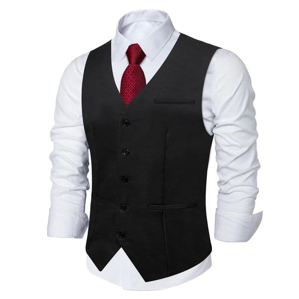 Vneck Solid Black Blue Red Casual Slim Fit Vest Top Sleeveless Waistcoat Gilet Formal Business Jacket 260428