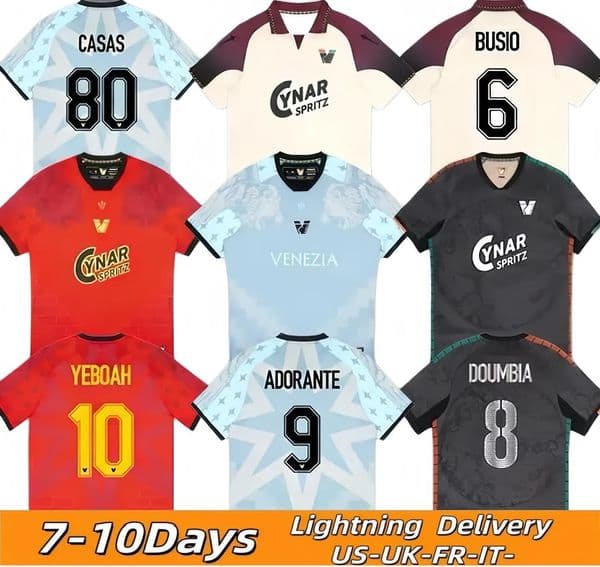 25 26 Venezia FC soccer Jerseys JOHNSEN DOUMBIA long sleeve polo shirts Football shirts Maglia Venezia kids kit uniforms gk goalkeeper shirts maglie calcio