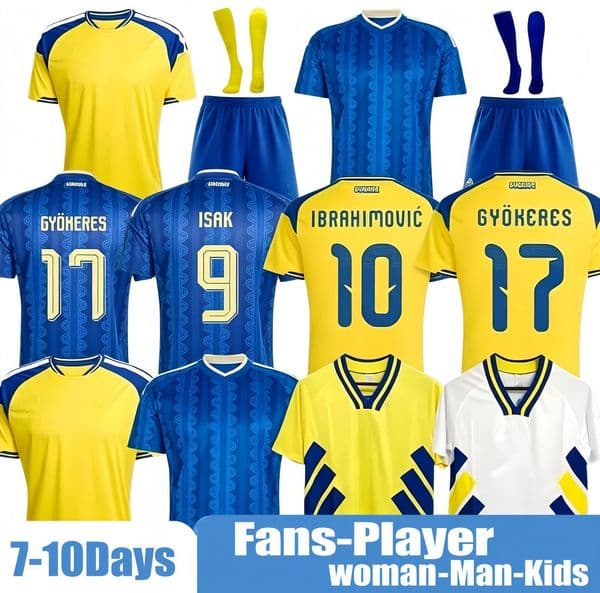 Sweden Jersey 2026 GYOKERES ISAK Soccer Jersey 1994 retro kit Home Away Football Shirt BERGVALL ELANGA NYGREN KUUSEVSKI SEMA Maillot Men kids Fans player VERSION