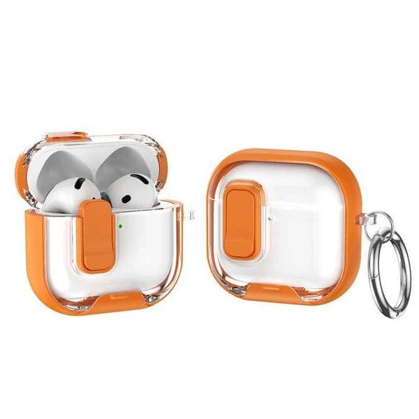 Rainbow Color Transparent Headphone Case with Stand and Locking Closure For Airpods 4 Pro2/Pro Case Shockproof With Hooks LL260428