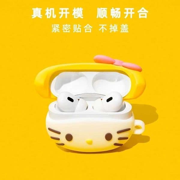 Cute kawaii lovely For Airpods 1 2 3 4 Pro 2 Cartoon New Yellow hat Kitty Silicone Earphone Case Cover LL260428