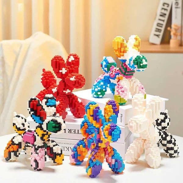 Creative Balloon Dog Mini Bricks Kit DIY Puzzle Educational Puzzle Toy Cute Decorative Figurine Gifts Ornament for Friends L260428