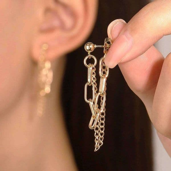Punk metal Long Chain Earrings For Women Tassel Jewelry Simple Metal Stud Earring Boucle DOreille