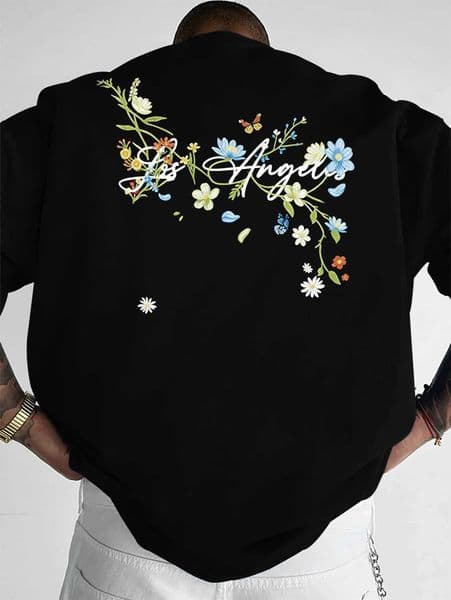 Summer Fresh Retro Style Personzed Fashionable Men T-shirt with Colorful Small Flower Letter Patterns Made 100 Pure Cotton T260428P0ZK