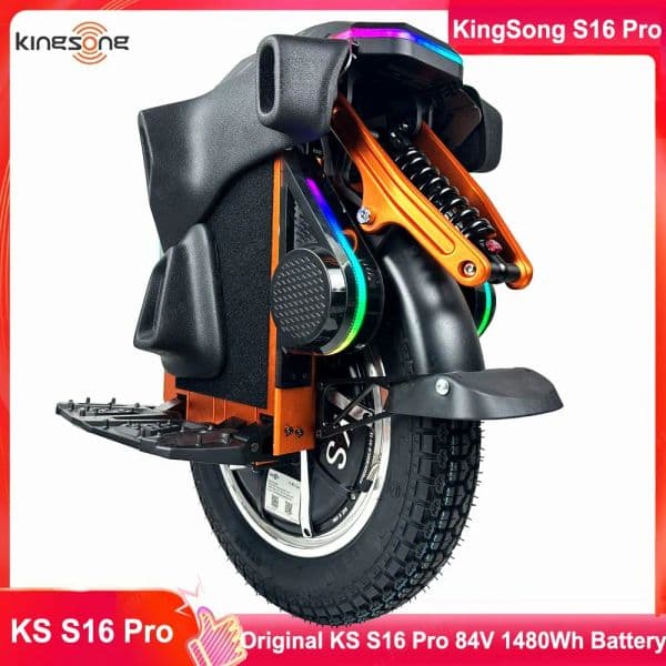 2026 Newest KingSong S16 Pro 84V 1480Wh Battery 3000W Motor Peak Power 5000W Max Speed 60km Mileage 120km KS S16 Electric Unicycle