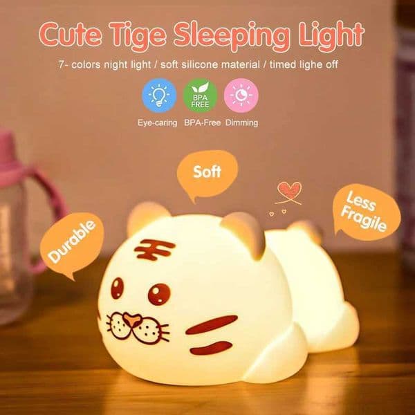 1 pc Good tiger night light colorful remote control silicone lamp baby feeding with sleeping lamp holiday birthday gift H260428