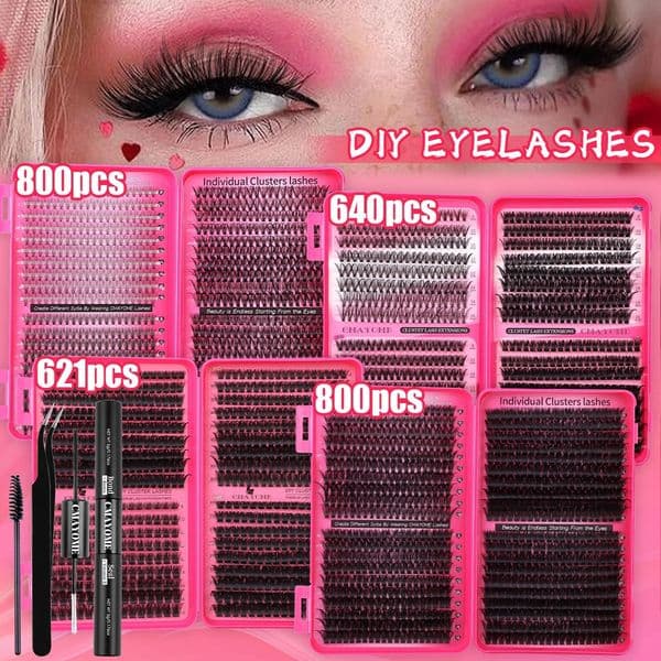 Fluffy Wispy Lash Clusters D Curled Volume DIY Eyelash Extensions Natural Look Thick DIY Individual Eyelashes Soft Lightweight Easy Application Lashes