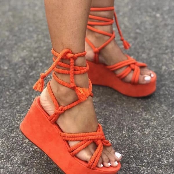 Summer Fashion Plus Size Shoes for Women 35-43 Platform Sandals Bandage Lace Up Zapatos De Mujer Non-slip Beach Vacation Shoes 260427
