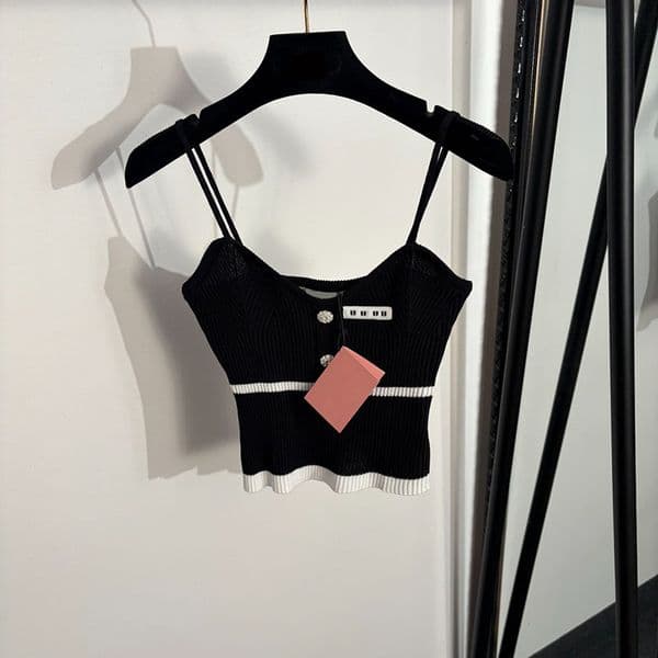 Sexy Women Knitted Camisoles Fitted Knits Sling Vest Summer Thin Luxury Party Knits Singlet