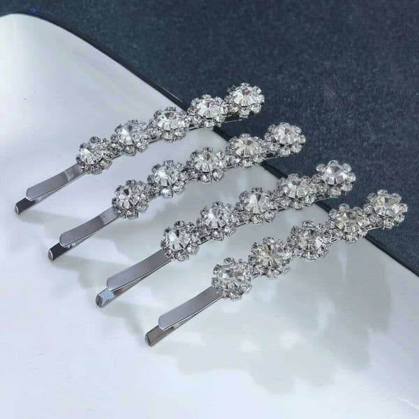 2pcs/set Crystal Side Clip Pins For Women Girls High Quality Metal Barrettes Female Hairgrips Hair Accessories