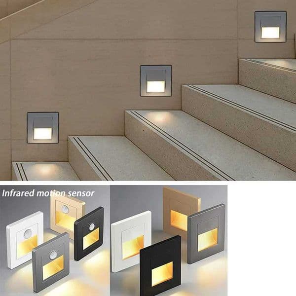 110V-240V AC Motion Detector Light Sensor LED Lights Recessed Staircase Bedroom Wall Lamp LED Night Light H260427