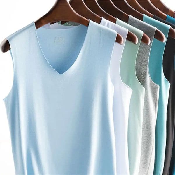 Casual Fashion Stretch Tight Slim Solid Undershirt Ice Silk Seamless Mens Tank Tops 260427