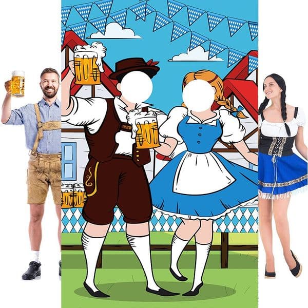 Oktoberfest Photo Booth Backdrop Flag Banner Bavarian Beer Festival Party Background Banner