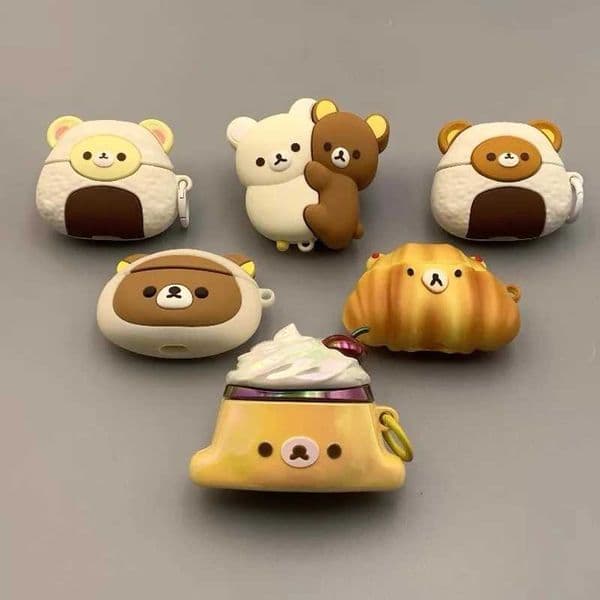 For AirPods 4 3 2 1 Pro Pro2 Earphone Case 3D Rilakkuma Bear Silicone Cartoon Headphone Box With Pendant Cute Cover LL260428
