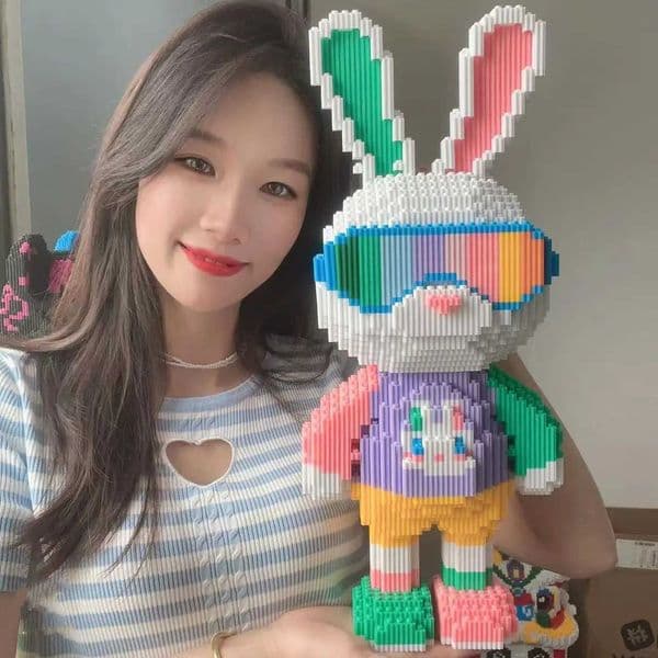 3D 5800PCS Candy Rabbit Colorful and Cute Rabbits Society Rabbit Building Blocks Adult High Difficulty Assembly Puzzle Toys Gift L260428